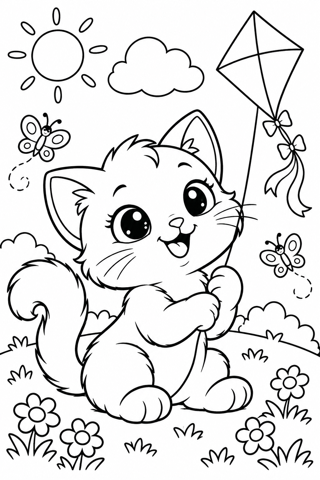 Mèo con thả diều